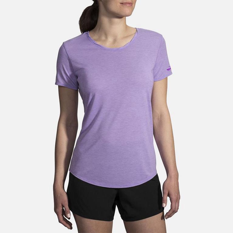 Brooks DISTANCE Short Sleeve Running Shirt Womens Canada - Purple (JNV961308)